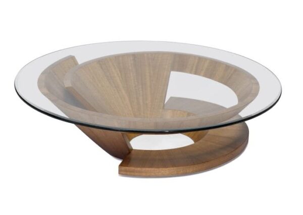 Round Wood Glass Coffee Table